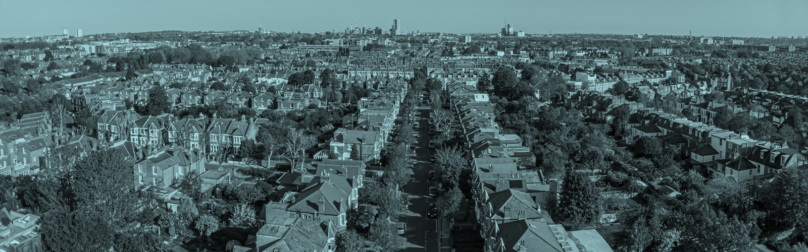 Aerial view of an urban housing area