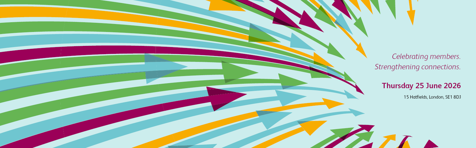 Gold geometric polygon outlines arranged in a pattern on a gradient magenta background.