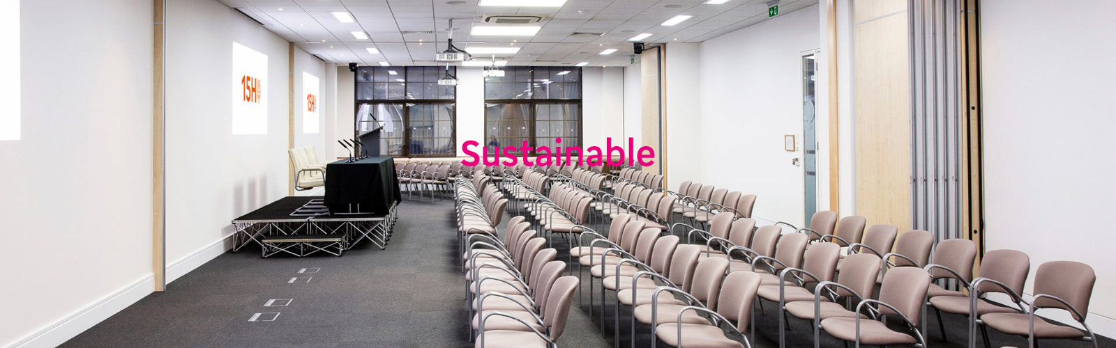 15Hatfields conference room with the word 'Sustainable'