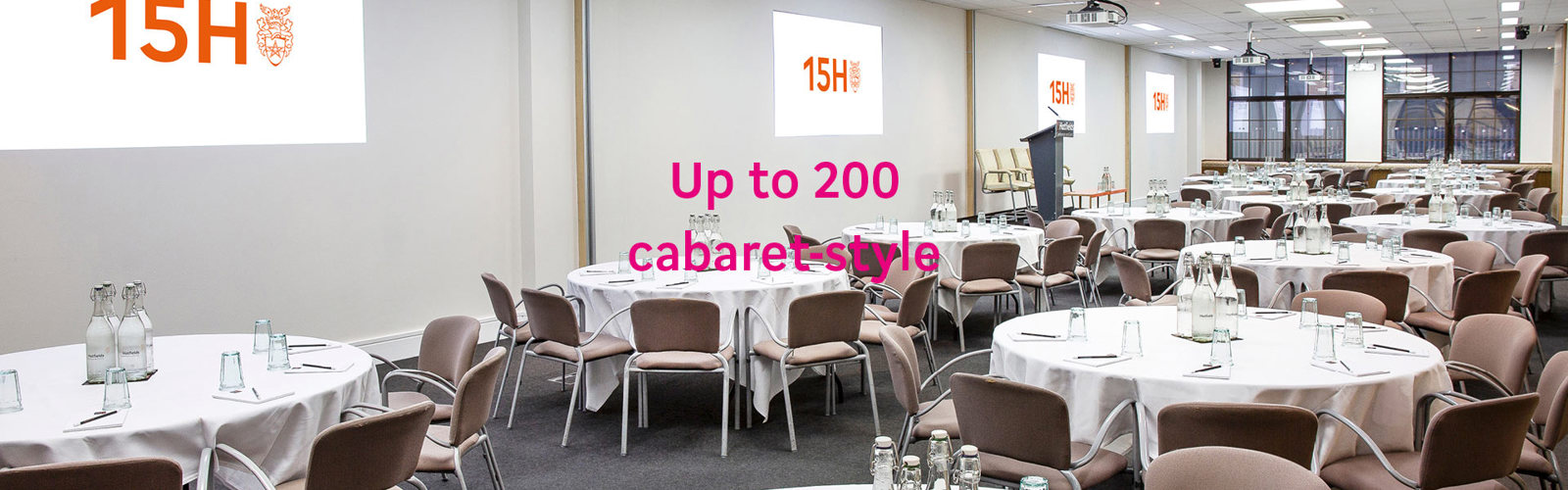 15Hatfields conference room with the words 'Up to 200 cabaret-style'