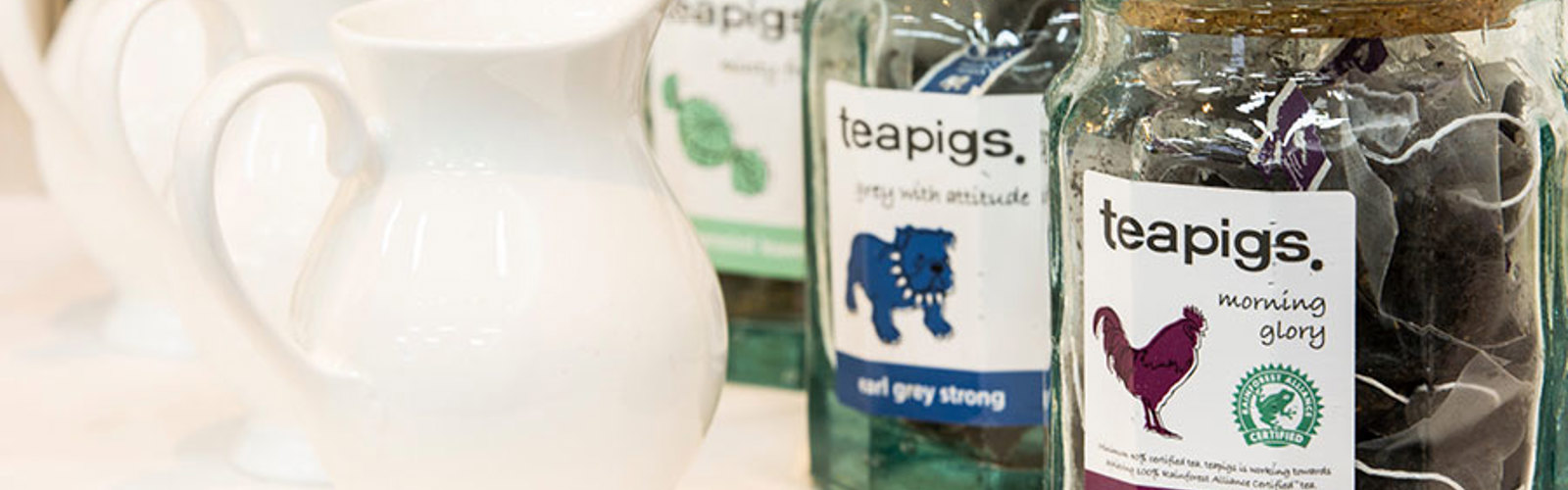 Teapig jars and jugs of milk