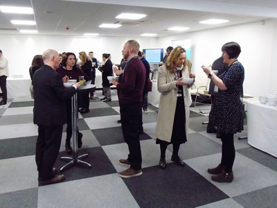 People having lunch in the Ozone room