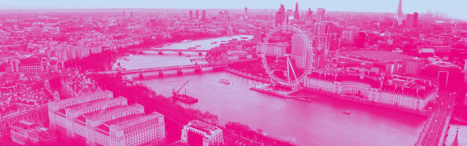 Sky view of the River Thames and London's South Bank