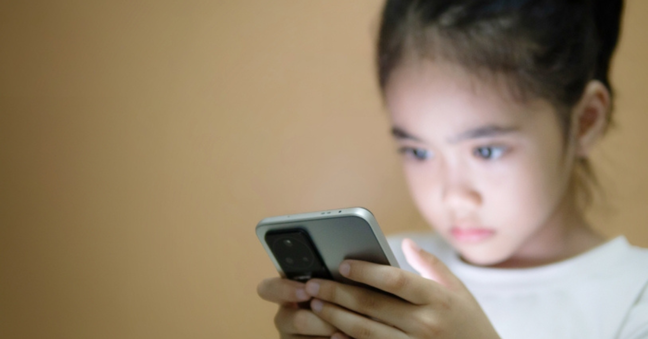 Child using mobile device