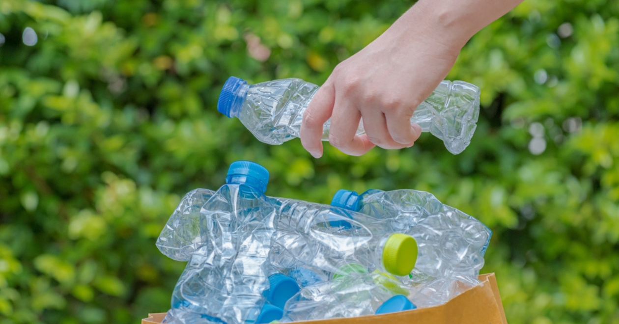 Plastic bottles waiting to be taken to recycle. Credit: Shutterstock/Pinglabel