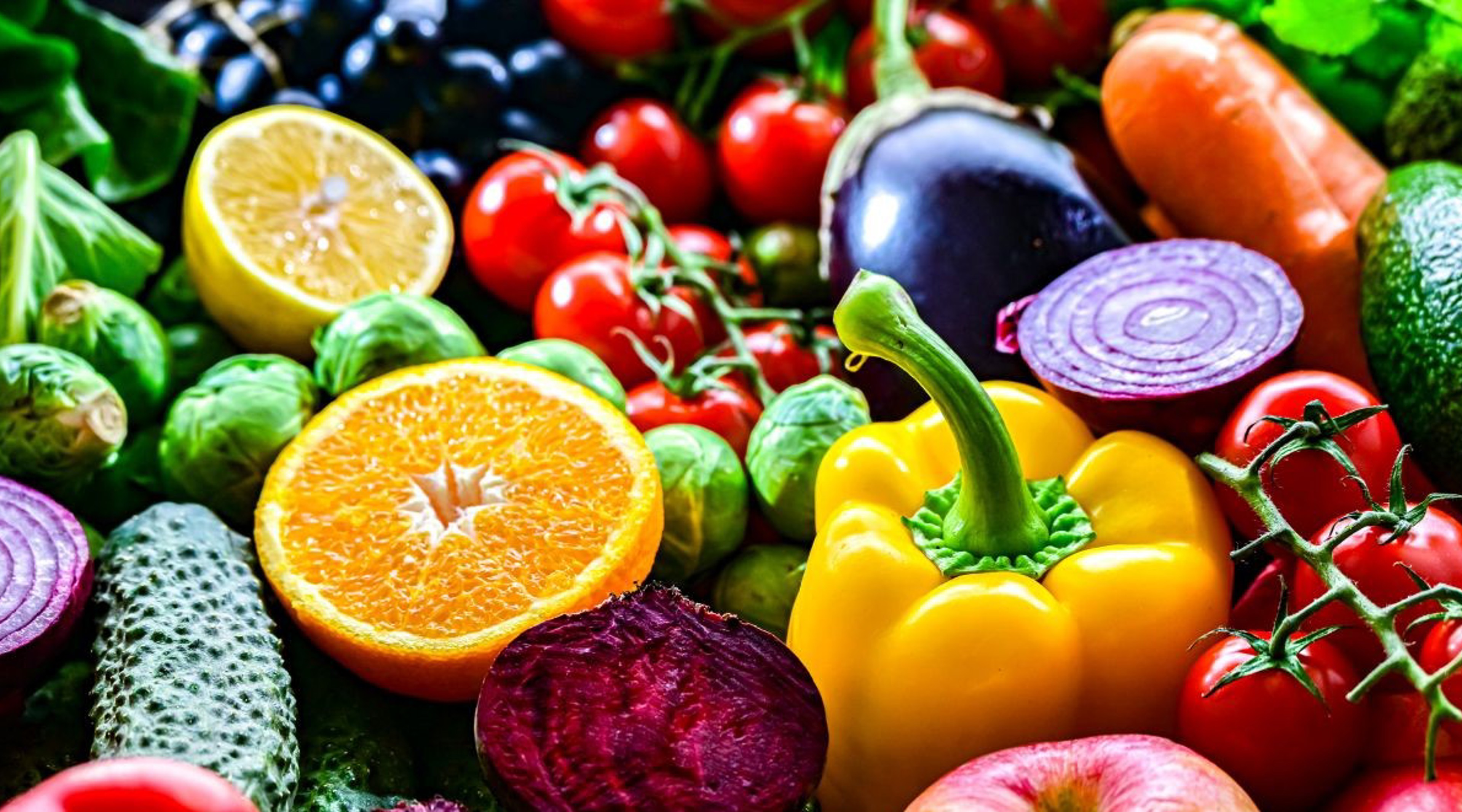 Colourful fruit and vegetables